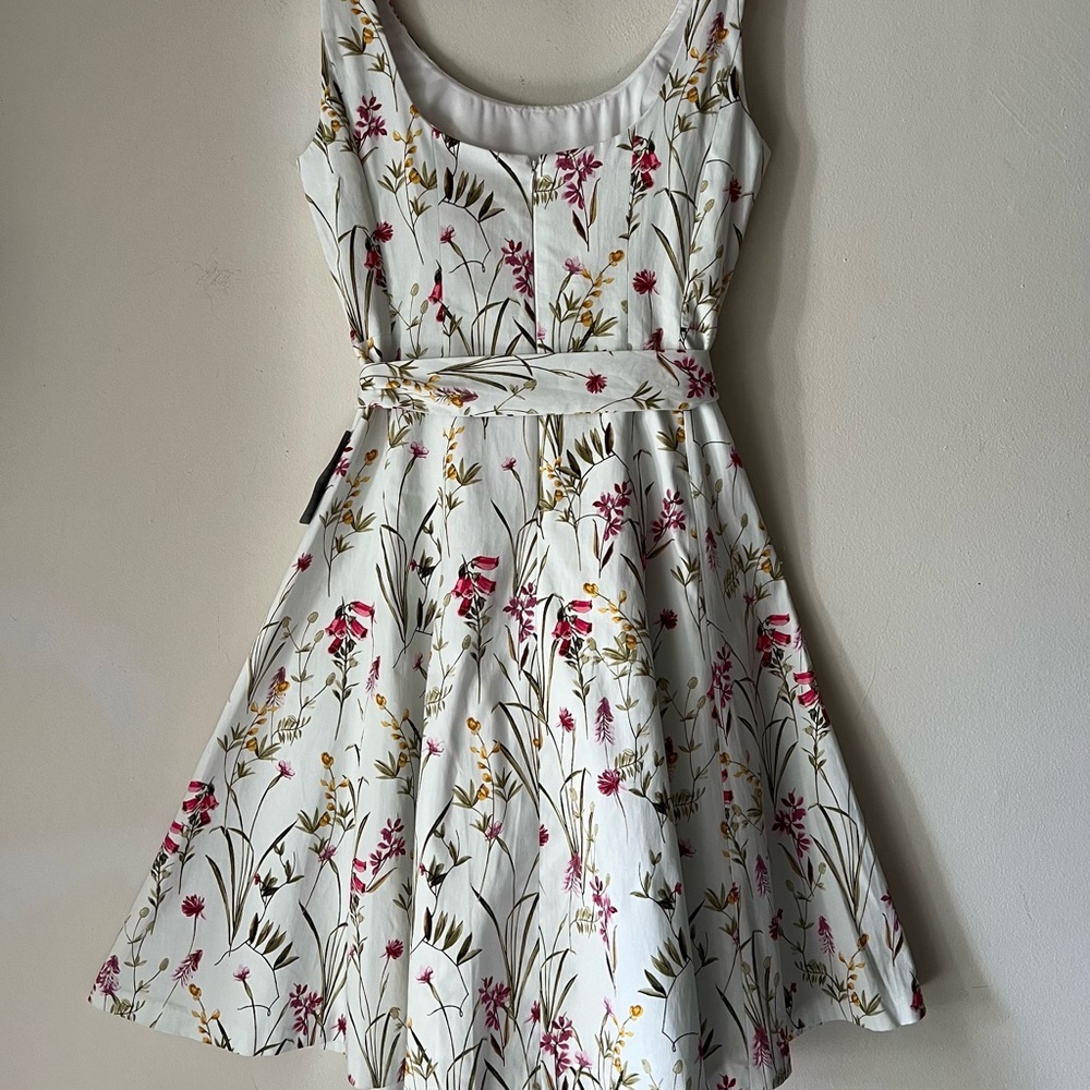 NWT Gal Meets Glam Petal Wildflower Floral Flare Dress Sz 4 Belted Pockets - Picture 5 of 16